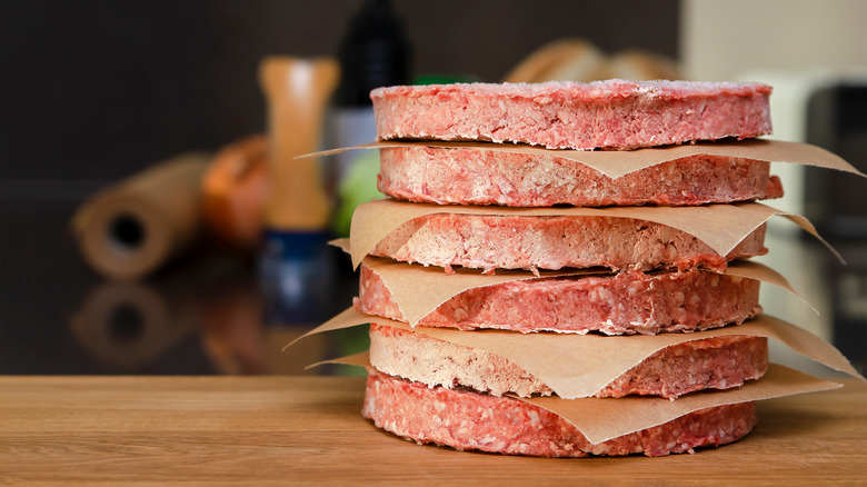 Frozen hamburger patties