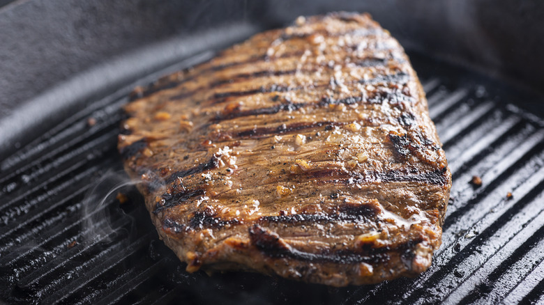 Steak cooked on grill pan