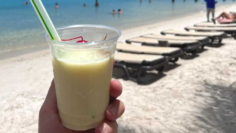 frozen drink on the beach