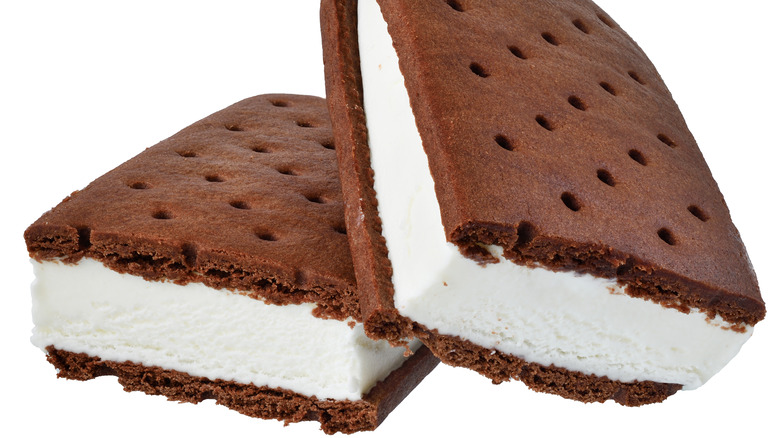 Classic ice cream sandwiches against a white background