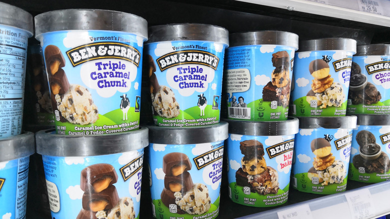 Ice cream in grocery freezer