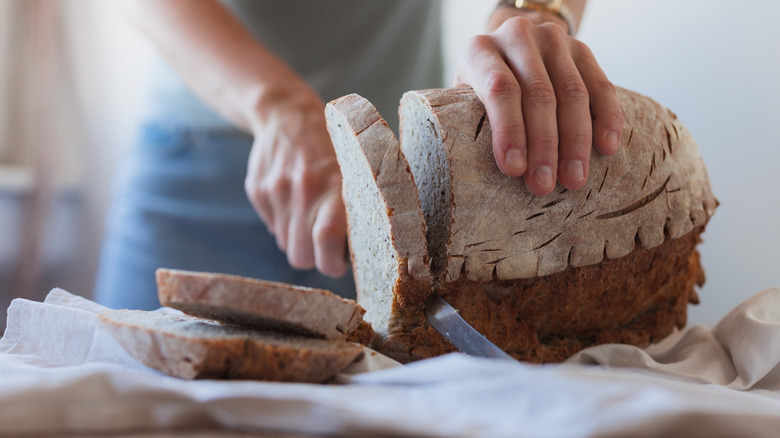 cutting bread