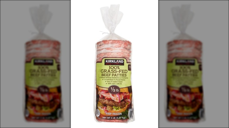 Kirkland Signature grass-fed beef patties packaging