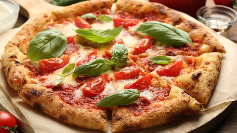 homemade pizza on table