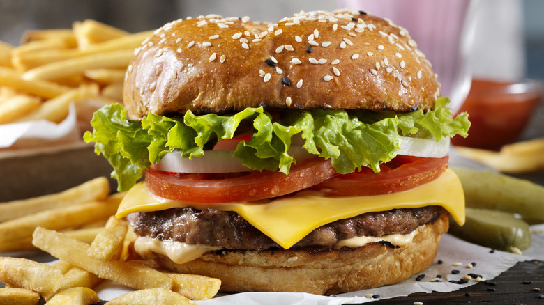 burger and fries