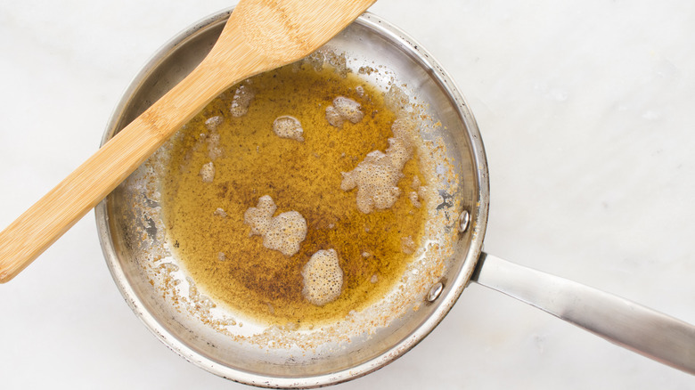 Browned butter in skillet