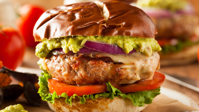 Turkey burger on a table