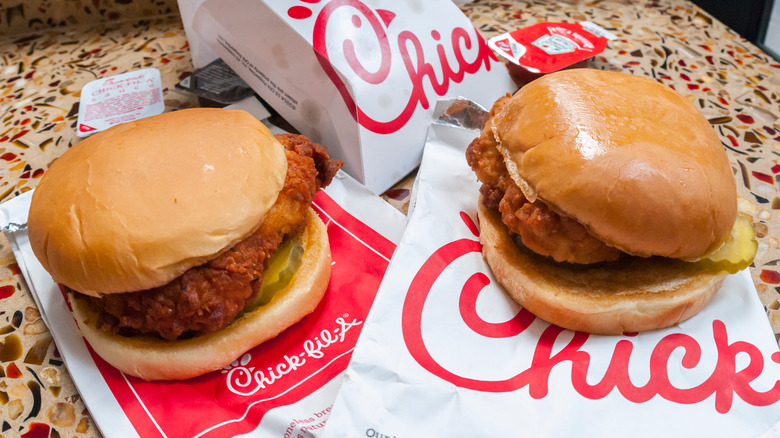 Chick-fil-A sandwiches on counter