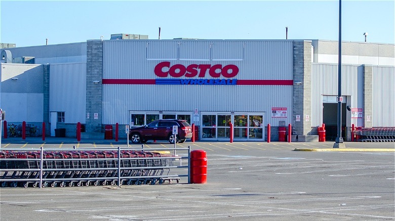 Costco storefront with shopping carts