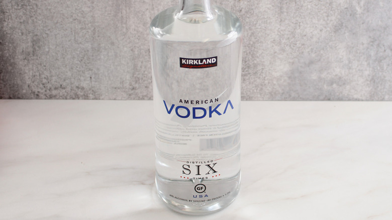 Kirkland Signature American Vodka on marble countertop