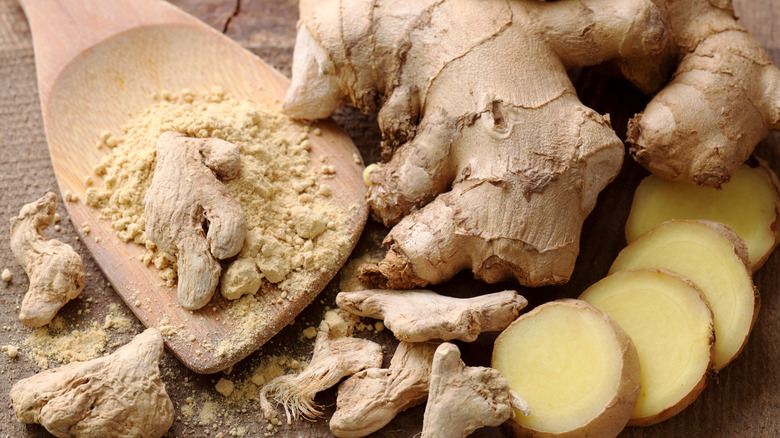 ginger on table and spoon