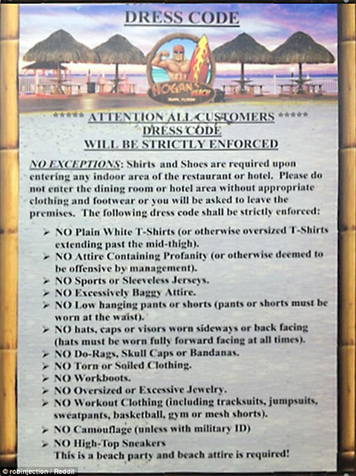 Is Hulk Hogan's Restaurant's Dress Code Racist?