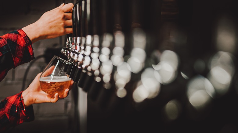 bartender pouring beer from tap