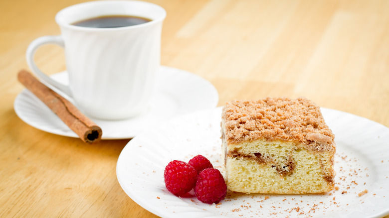 Coffee and slice of coffee cake