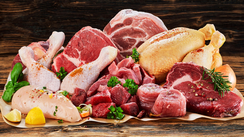 assorted raw meat
