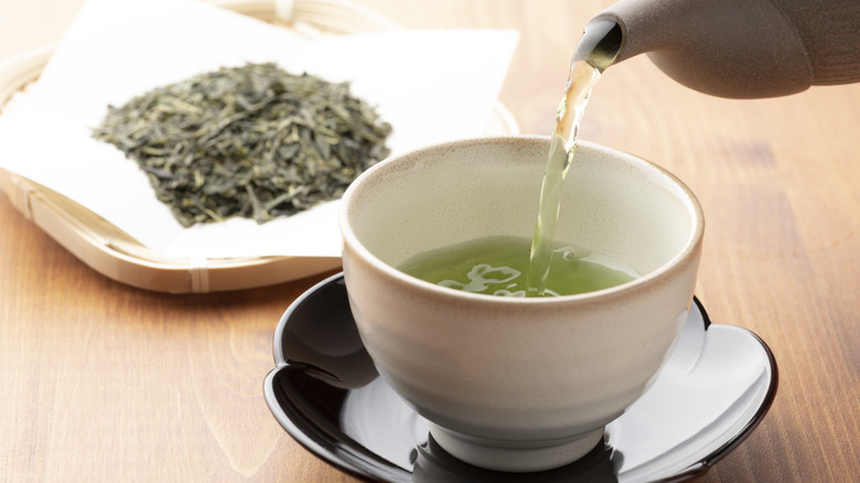 Green tea on a table