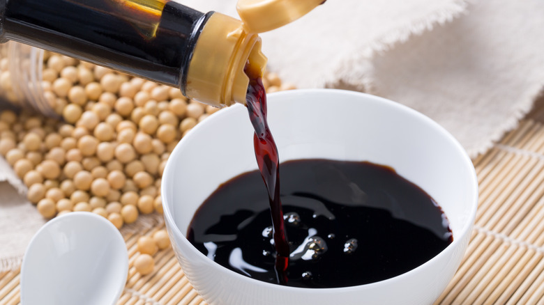soy sauce poured