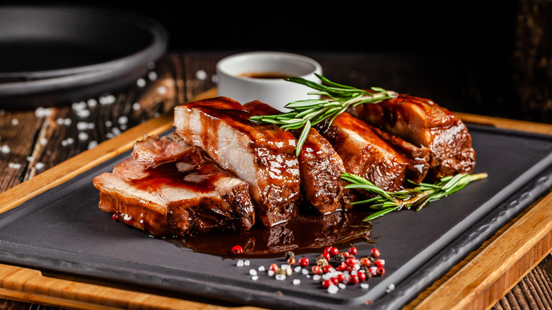 Smoked pork meat with rosemary 
