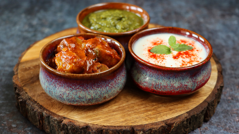 Raita, chutney, and guacamole 