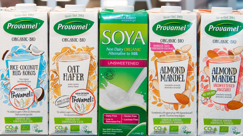 alternative milk on the shelves