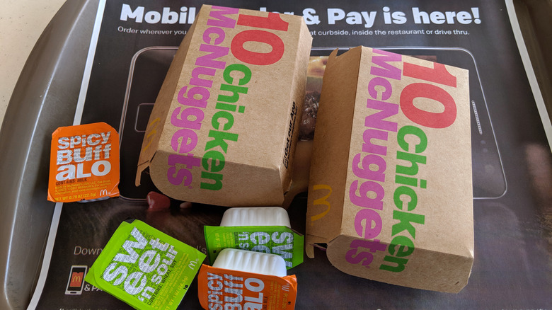 Chicken McNuggets near dipping sauces 