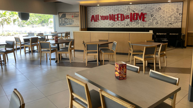 Empty interior of a KFC store in Malaysia