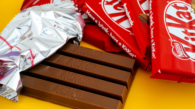 open bars of Kit Kats