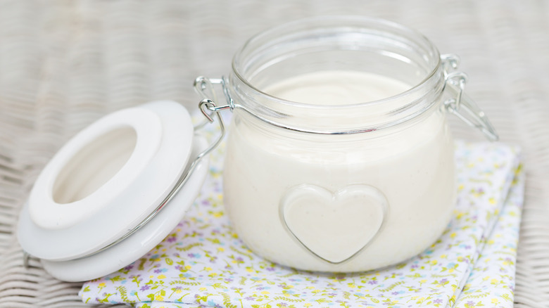 Jar of vegan mayonnaise 