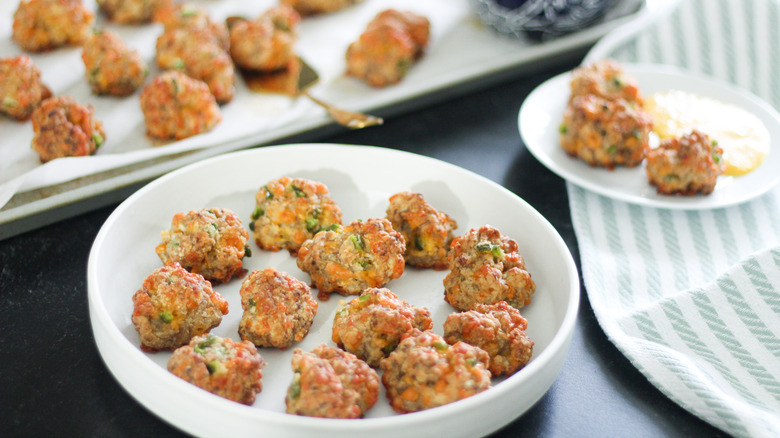 jalapeño sausage balls in bowl