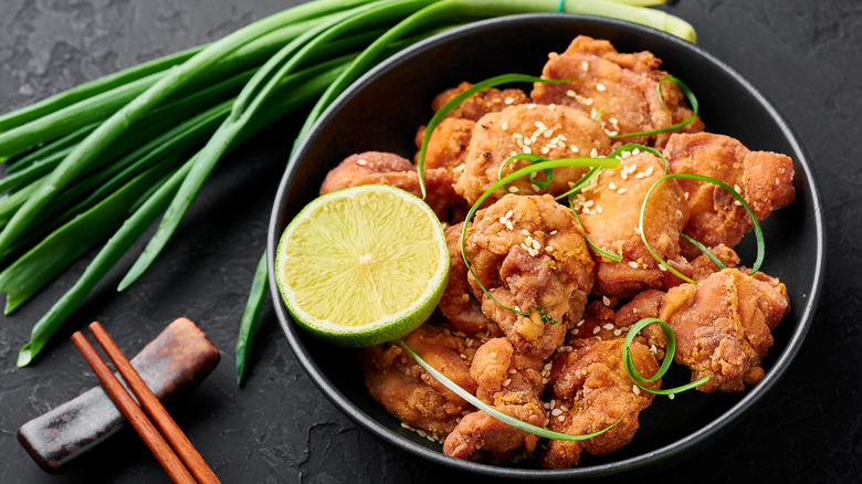 Karaage with garnish