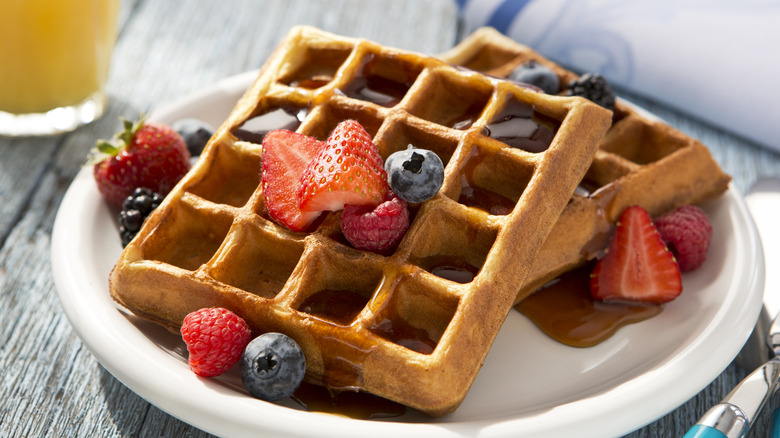 Waffles with fresh fruit