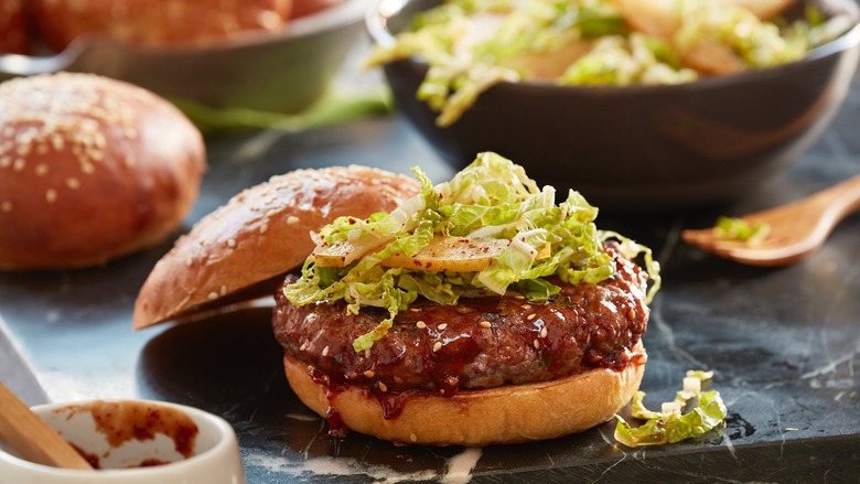 Korean Burgers With Gochugaru BBQ Sauce and Kimchi Slaw