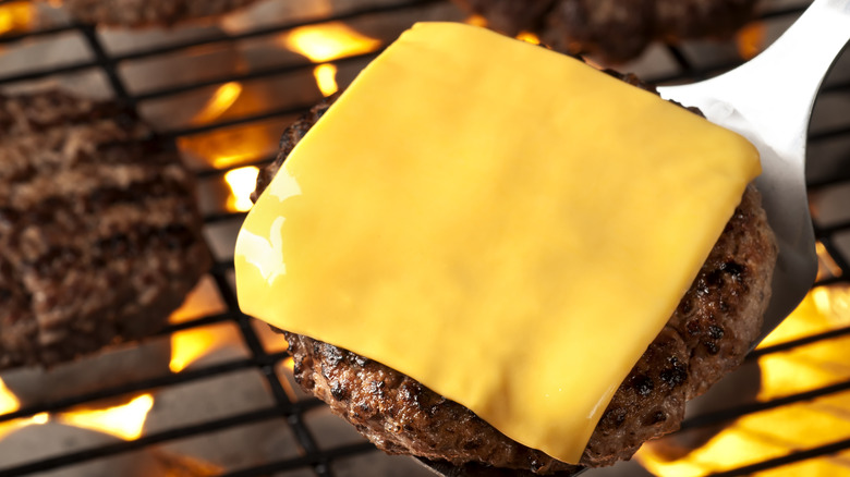 cheeseburger on the grill