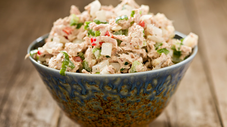 homemade tuna salad in a bowl