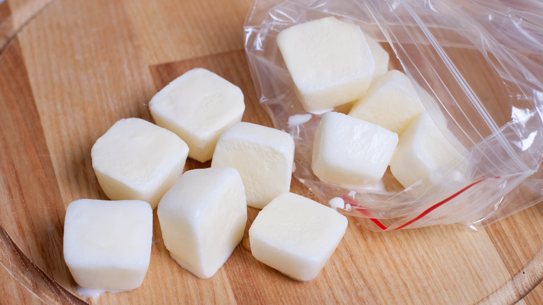 Frozen milk cubes