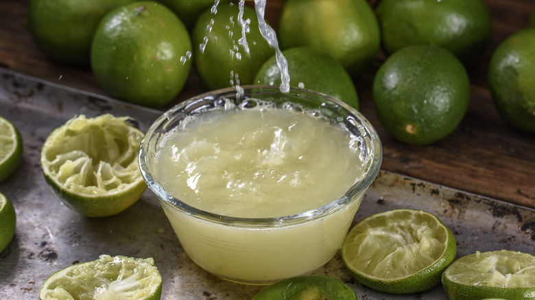 lime juice in bowl with fruit