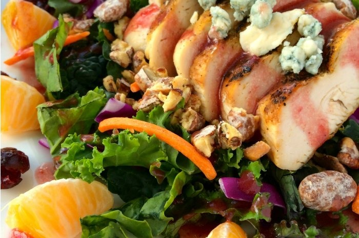 Grilled Chicken Winter Salad with Cranberry Vinaigrette