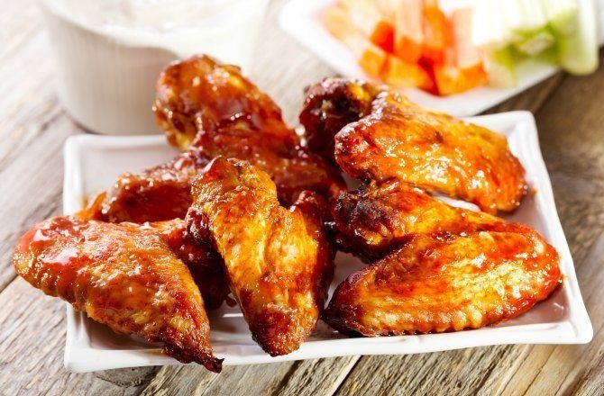 Mahogany-Style Grilled Wings with Sage Blue Cheese Sauce
