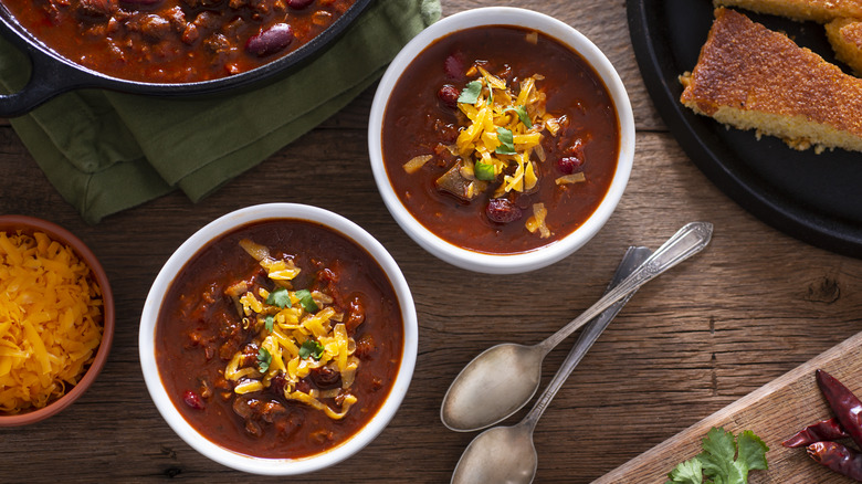 Two bowls of chili