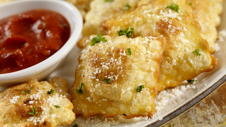 Toasted ravioli with marinara sauce