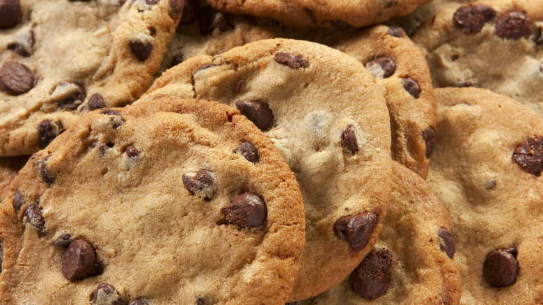 Pile of chocolate chip cookies