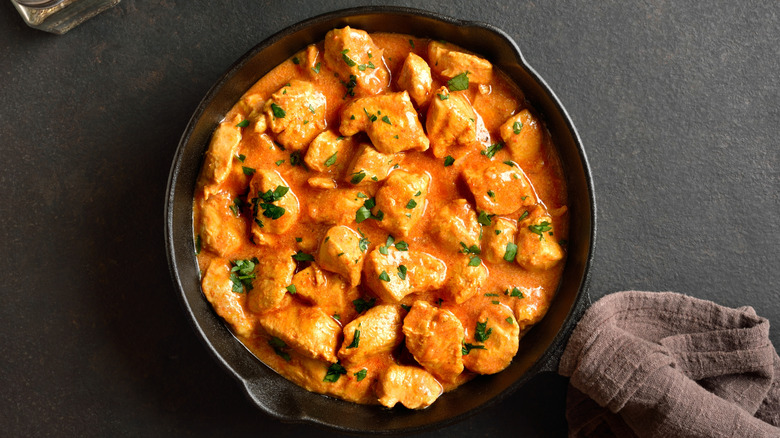 chicken masala in cast iron pan