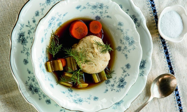 Matzo Ball Soup with Black Garlic