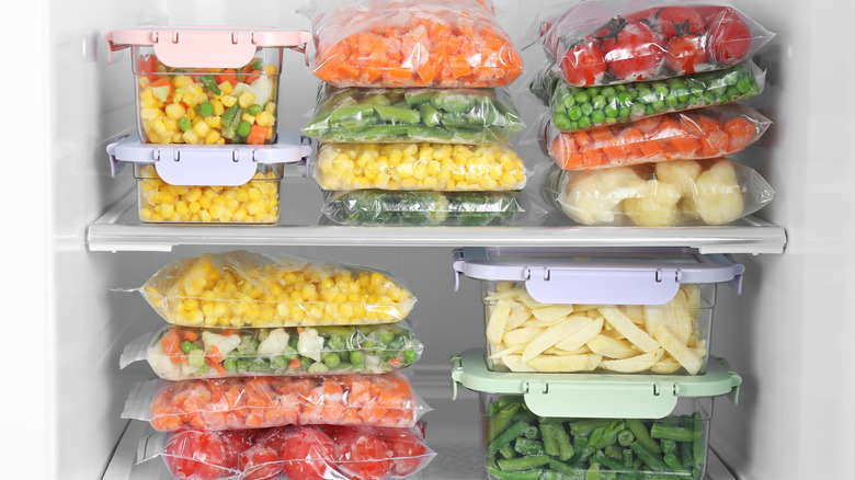 Freezer full of containers