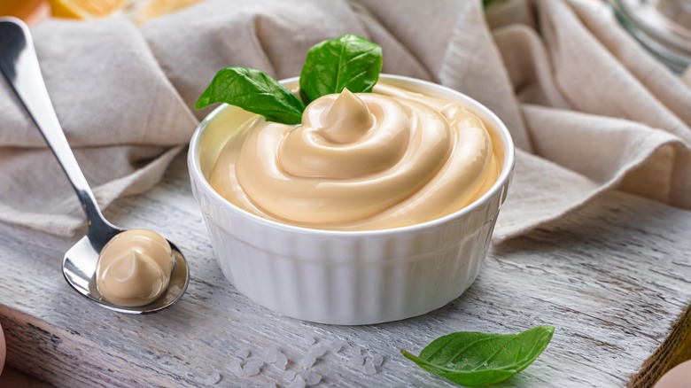 mayonnaise cup sitting on tabletop