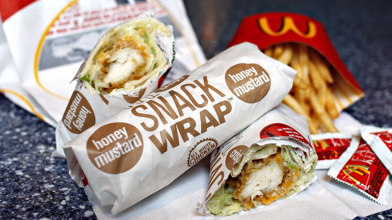 McDonadl's Snack Wraps and fries