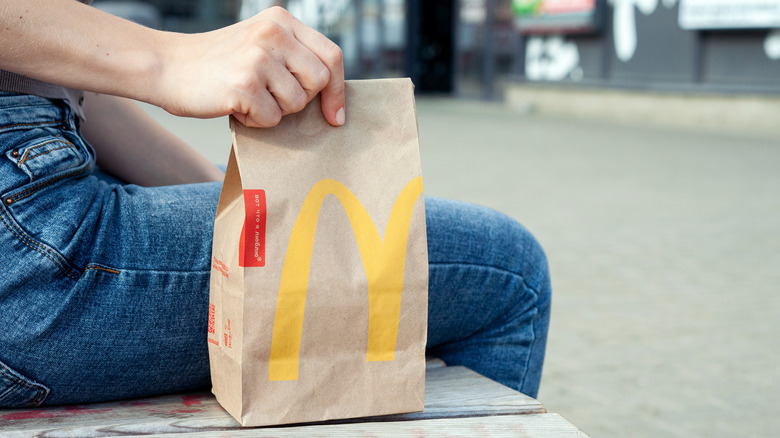 A person holding a McDonald's bag