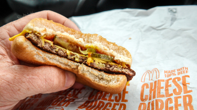 partially eaten McDonald's burger
