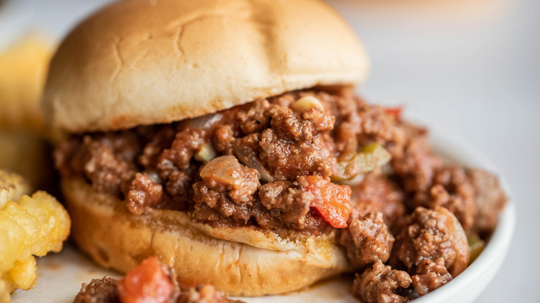 a sloppy joe on a plate