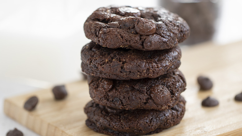 Stack of chocolate cookies